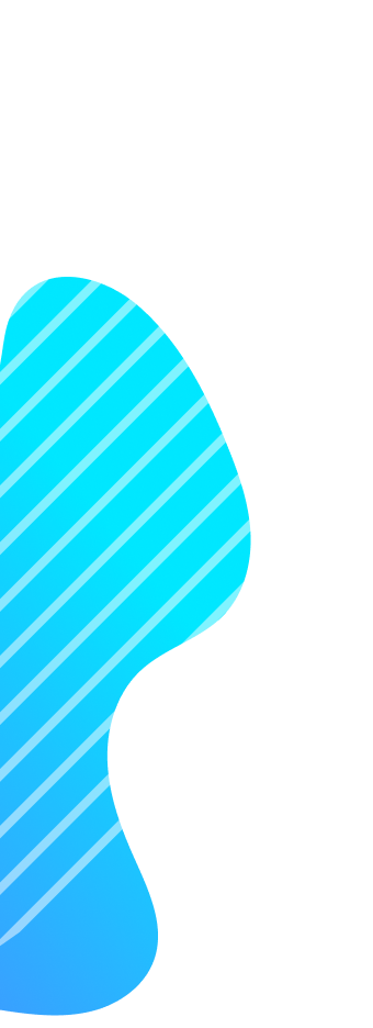 Decorative blue organic shape with white stripes