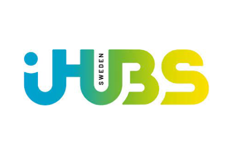 iHUBS logotype. Fades from blue to green to yellow.